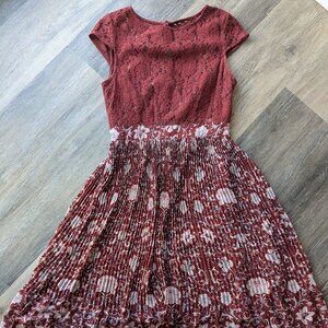 Anthropologie Plenty by Tracy Reese Pleated Red Floral Print Arcadia Dress